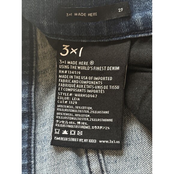 3 X 1 Leia Cotton/Tencel Wide Leg Side Slit Light Wash Jeans Made In USA Size 29 - Picture 9 of 9